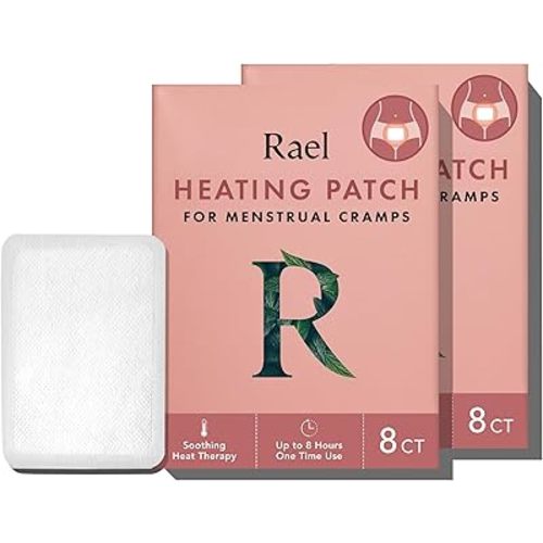 Rael Heating Patches, Herbal Heating Patches - Period Heating Pads for Cramps, Ultra Thin Design, On The Go Size, for All Skin Types (16 Count)