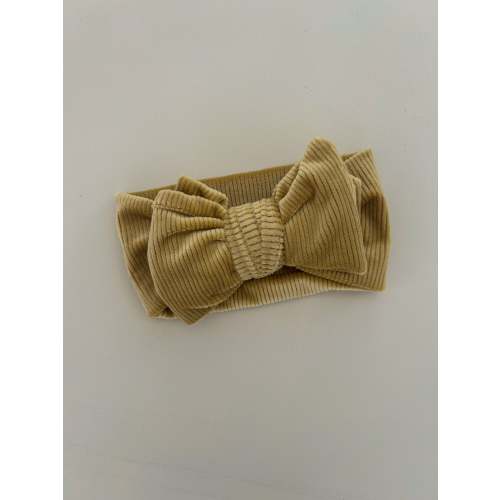CHUNKY VELVET RIBBED BOW HEADBAND - GOLDEN