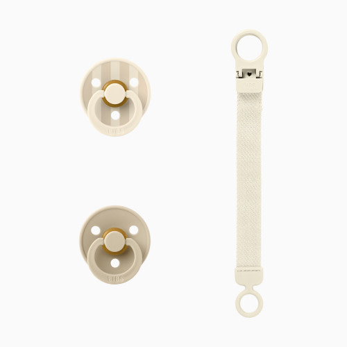 BIBS Colour Pacifier & Loop Clip Gift Set - Ivory