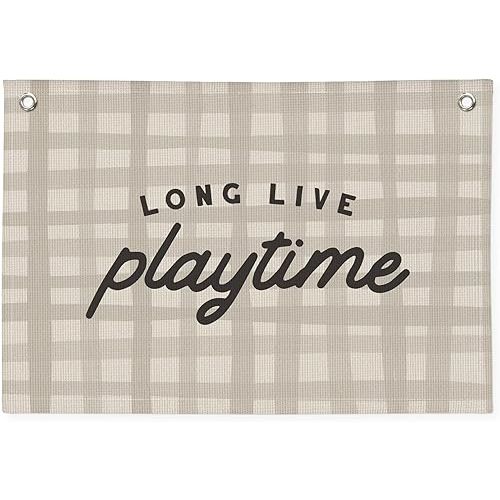 Playroom Decor, Play Room Wall Decor, Long Live Playtime Linen Banner Wall Hanging, Boho Beige Banner Flag Decor for Nursery Boys Room 20x30