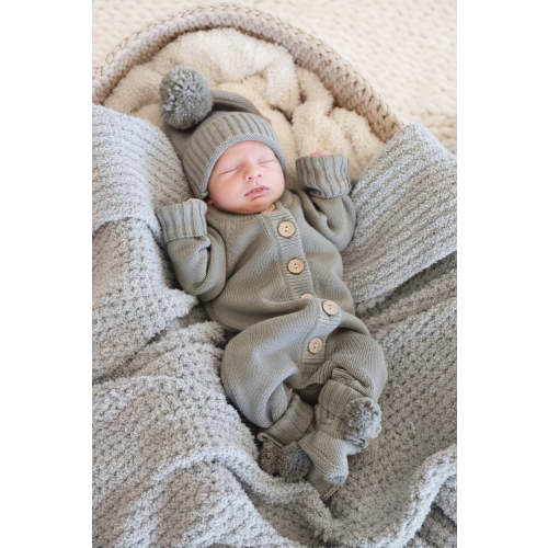 Knit Sweater Button Romper in Smoke | Caden Lane