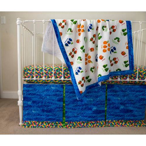 Caterpillar Nursery - Toddler Bedding - Skirt, Fitted Sheet, Blanket - Caterpillar Fabric, Nursery Décor, Baby Shower Gift, Crib Set - Boy