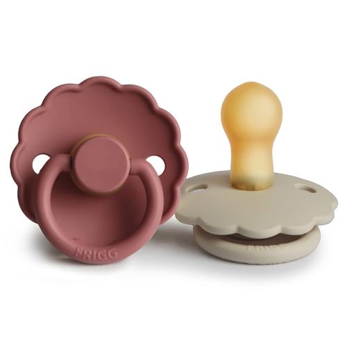 Amazon.com : FRIGG Daisy Natural Rubber Baby Pacifier | Made in Denmark | BPA-Free (Blush/Cream, 0-6 Months) 2-Pack : Baby