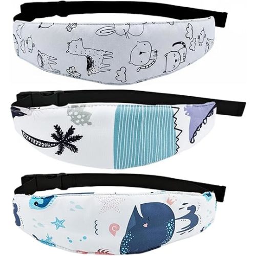 3 Pcs Baby Head Support for Car Seat Stroller Seat Neck Relief Head Band Straps Headrest for Toddler Kids Children Child Baby Infant Sleeping Traveling(White and Grey)