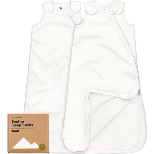 2-Pack Organic Baby Sleep Sacks, 100% Cotton 0.5TOG (Soft White, 6-18M)