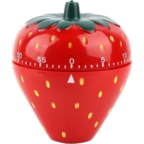 Kitchen Timer Cute, Strawberry Shaped Kitchen Timers for Cooking Cute, 60 Minutes Shaped Timer, Practical Strawberry Windup for Salons, Offices, Labs and Schools