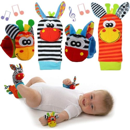 VONTER Baby Soft Wrist Rattles Foot Finder Socks & Wrist Rattles - Newborn Toys for Baby Boy or Girl - Brain Development Infant Toys - Hand and Foot Rattles