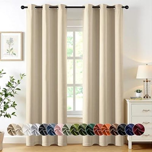 MIULEE Blackout Curtains for Bedroom 2 Panels 40 x 80 Inch Long Cream Beige