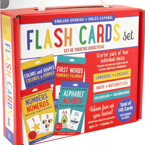 Bilingual Flash Cards Value Pack - Spanish and English (Includes Alphabet, Colors & Shapes, First Words, and Numbers) (Set of 4 Decks)