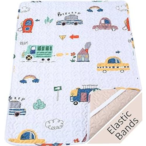 Padded Pack n Play Sheets Breathable Thick Pack and Play Mattress Protector, Quilted 38x26” Playard Sheet Fitted for Graco, Portable Mini Cribs and Foldable Mattress Pad, Soft Playpen Mattresses Cover