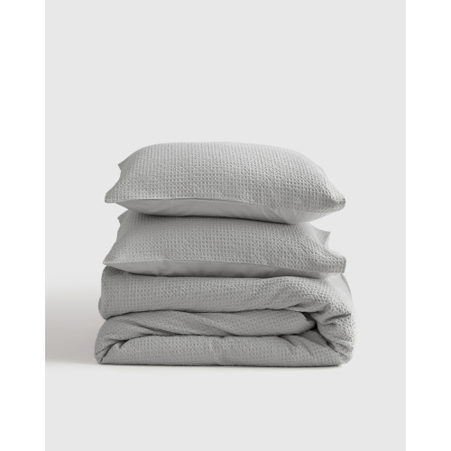 Organic Luxe Waffle Duvet Cover Set in Olive