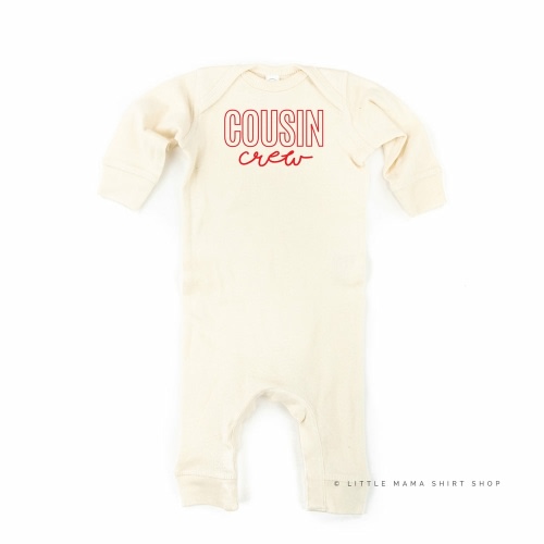 Cousin Crew - Design #2 - One Piece Baby Sleeper - Natural w/Red