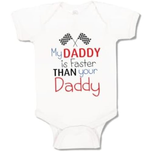 Cute Rascals Baby Bodysuit My Daddy Is Faster than Your Daddy Race Car Dad Father's Day Funny Cotton
