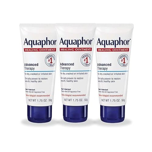 Aquaphor Advanced Therapy Healing Ointment, Hypoallergenic, Fragrance Free Body Moisturizer for Dry Skin and Minor Wound Care, Travel Size Skin Care Set, 1.75 Oz Tube, Pack of 3