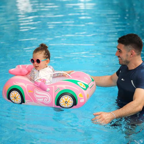 Swimbobo Toddler Pool Float with Seat Boat Inflatable Ride-on Airplane Pirates Sharks Car for Kids Outdoor Toys
