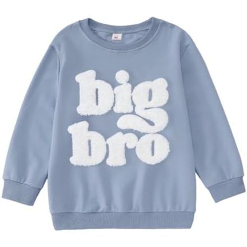 Big Brother Sweatshirt Toddler Boy Big Bro Chenille Patch Letter Print Pullover Crewneck Long Sleeve Shirt Fall Tops