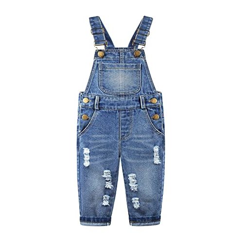 KIDSCOOL SPACE Baby Girl Boy Jean Overalls,Little Kid Bib Pocket Denim Workwear