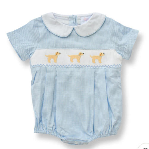 Puppy Blue Gingham Boy Bubble