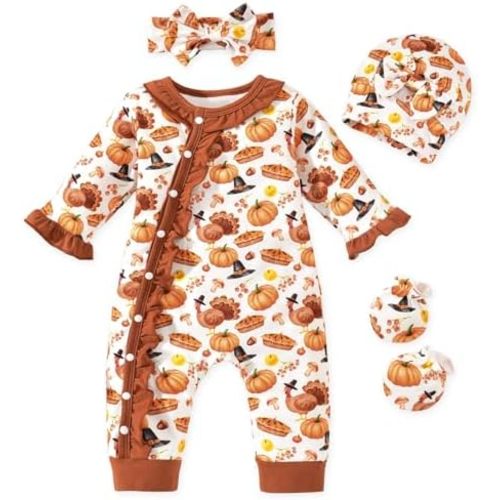 Aalizzwell Baby Girls Romper Outfit Fall Winter Clothes with Accessories