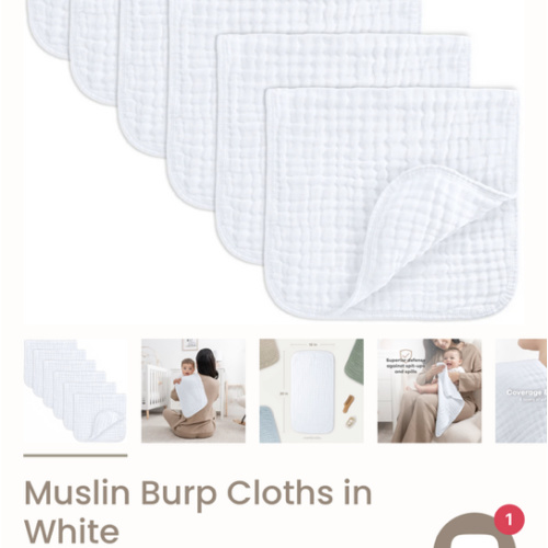 Muslin Burp Cloths in White – Comfy Cubs