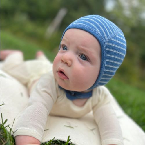 Hocosa Pilot-Style Baby Cap in Organic Merino Wool – Danish Woolen Delight