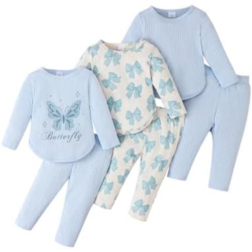 Mioglrie Baby Girl Clothes Infant Fall Outfits Toddler Girl Clothes 6 Pcs Spring Newborn Essentials 3M-3Y Clothing Set