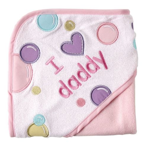 Luvable Friends Baby Girl Hooded Towel, Pink Dad, One Size