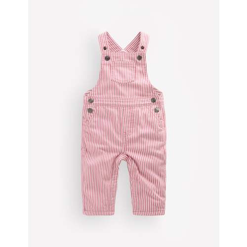 Woven Dungarees-Pink Stripe