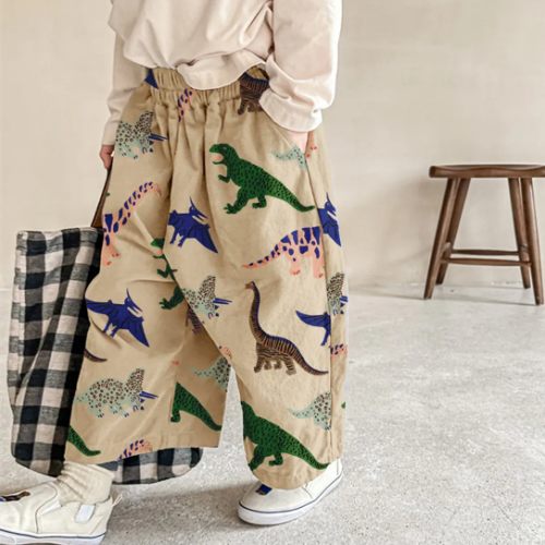 Kids Dinosaur Print Casual Pants