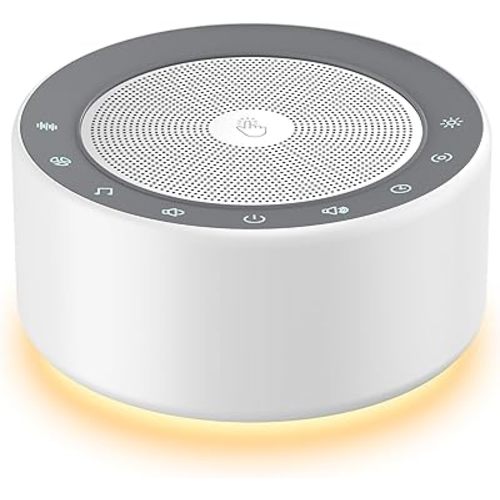Kipcush White Noise Machine with Night Light – Nursery Sound Machine with Soft Non-Glare Lamp, 30 Soothing Sounds, 8 Color Lights, Up to 8-Hour Timer for Baby & Adults