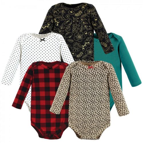 Hudson Baby Cotton Long-Sleeve Bodysuits, 5-Pack, Newborn- 24 Months