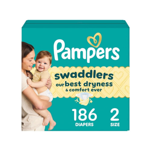 Amazon.com: Pampers Swaddlers Diapers, Size 2 (10-22 lbs), 186 Count, Absorbent, Keeps Baby Dry and Comfortable, Skin Safe Disposable Baby Diaper (Packaging May Vary) : Baby