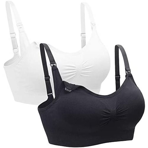 Suekaphin 2PACK Nursing Maternity Bra for Pregnancy Women Breastfeeding Comfortable Sleeping with Extenders