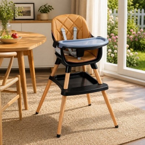 9-in-1 Convertible Baby High Chair with Booster Seat and Seat Cushion, Black