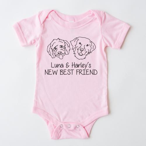 New Best Friend Onesie®, Newborn Gift, Dog Lover, Custom Baby Onesie®, New Baby Gift, Dog, Dog Portrait, Custom Dog, Coming Home Outfit