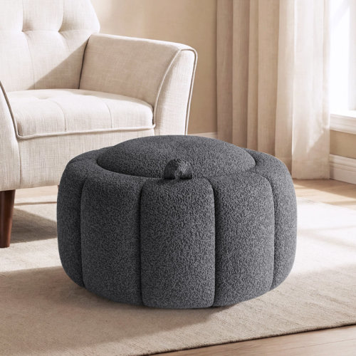 Wrought Studio™ 27.5'' Upholstered Round Storage Ottoman & Reviews | Wayfair