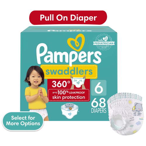 Pampers Swaddlers 360 Pull-On Baby Diapers Size 6, 68 Count (Select for More Options)