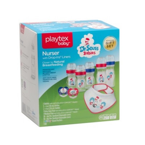 Playtex Dr. Seuss Baby Shower Gift Set – Anti-Colic Nurser Bottles, Pacifiers, Bib & Liners - Target Only