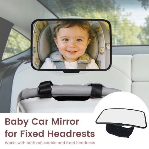 Tesla Baby Car Mirror Rear Facing – Fixed Headrest Baby Mirror for Car, Shatterproof Infant Car Seat Mirror, Backseat Baby Mirror for Rear Facing Car Seat