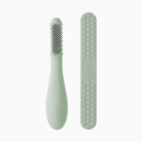 ezpz Baby-Led Toothbrush + Sensory Tongue Depressor Dual Pack - Sage