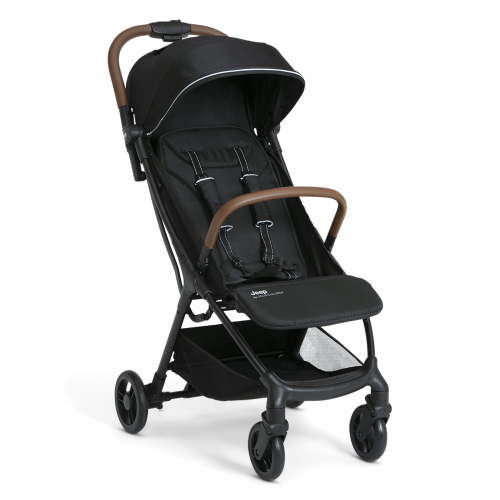 Jeep Altitude Compact Travel Stroller by Delta Children – Greenguard Gold Certified, Easy One Hand Fold, Lightweight, Extendable Canopy with Peek-a-Boo Window, 4 Wheel Suspension, Black
