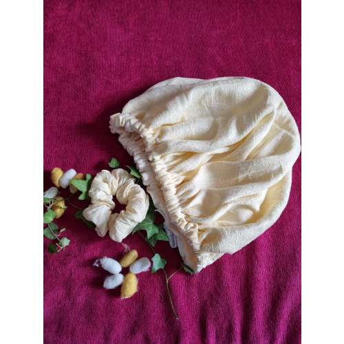 100% Mulberry Raw silk sleep bonnet, Organic Adjustable Double layer sleep cap & scrunchie