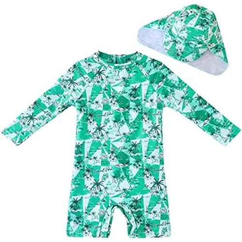 UMELOK Baby Boys UPF 50+ Sun Protection One Piece Rashguard Swimsuit with Snap Bottom