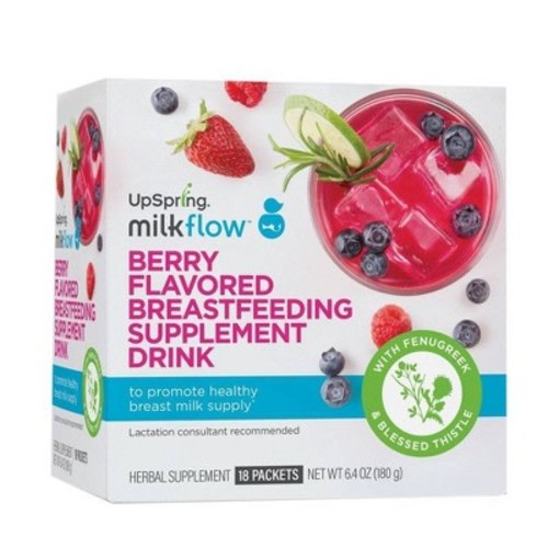 UpSpring Milkflow Fenugreek Drink Mix - Natural Berry - 18pk