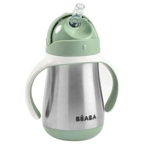 Beaba - Stainless Steel Straw Sippy Cup, Sage
