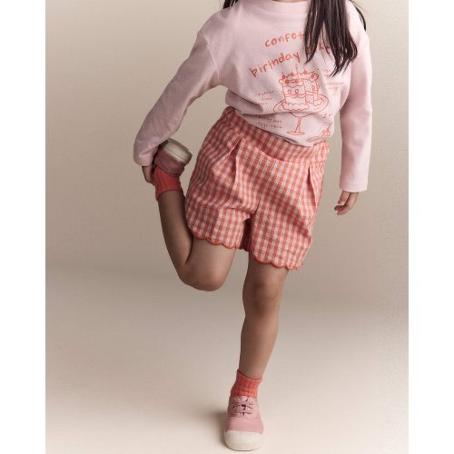 Toddler Girl Gingham Scalloped Short - Orange - Otter Avenue | Carter's
