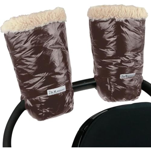 7AM Enfant Stroller Warmmuffs Gloves - Anti-Freeze Stroller Mittens for Handlebars, Water Repellent Hand Warmer Muff for Cold Weather, Plush Lined Stroller Warmmuffs | Winter Stroller Accessories