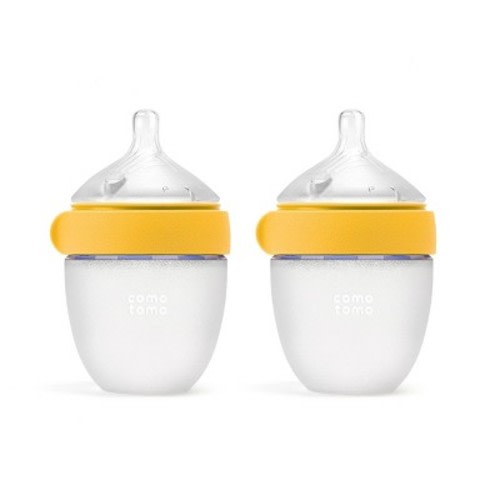 Comotomo Silicone Baby Bottles Gen 2 - Yellow - 5 fl oz/2pk: BPA-Free, Lead-Free, Phthalate-Free