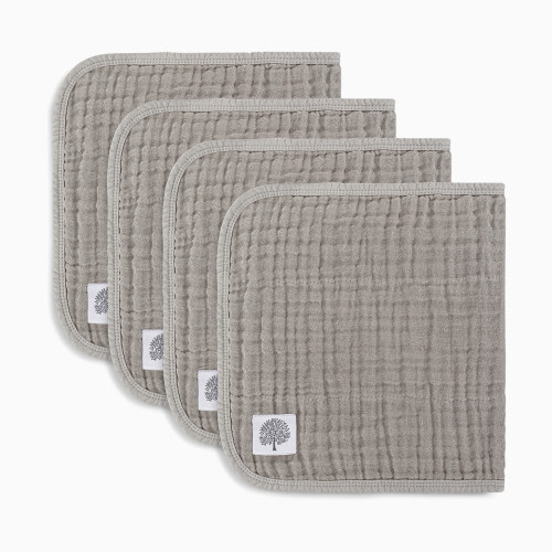 Parker Baby Co. Muslin Cotton Burp Cloths (4-Pack) - Gray Set