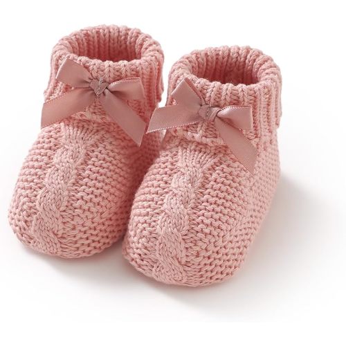 Baby Booties Newborn 100% Cotton Cozy Knit First Shoes for Infant Toddler Boys and Girls